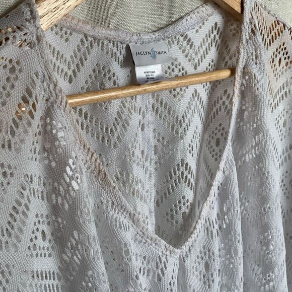 Jaclyn Smith women’s medium white Swimsuit Cover sheer cut out design front tie - Picture 12 of 14